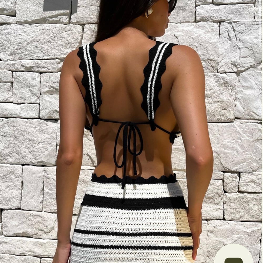 Meshki Jadia Black and White Crochet Two-Piece Set - Picture 3 of 5